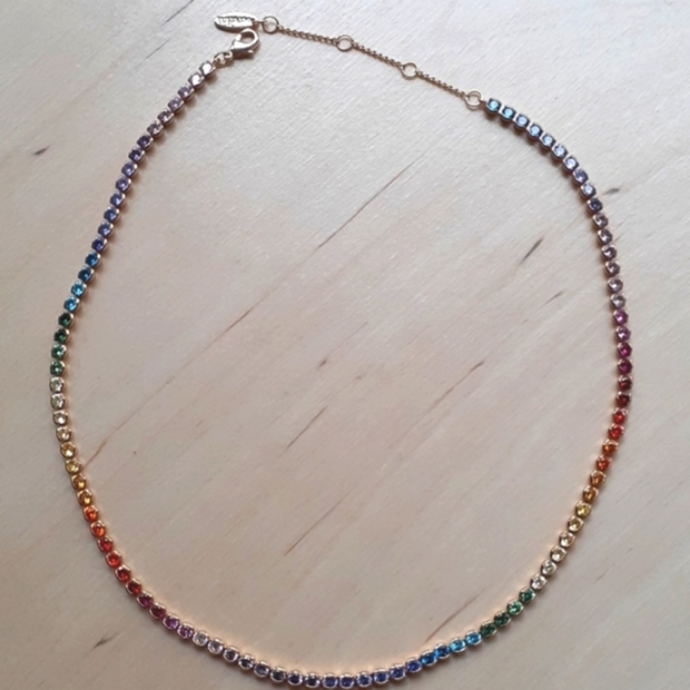 Rainbow Crystal Tennis Necklace, Serafina for Anthropologie